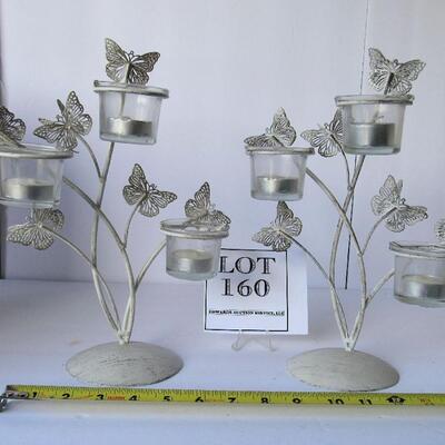 Nice Pair Metal Butterfly Theme Candle Holders