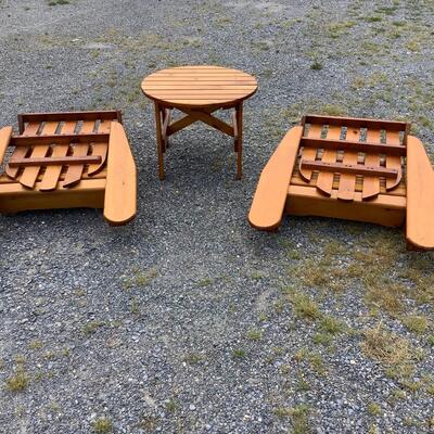 5267 Set of Two Folding Adirondack Chairs and Table