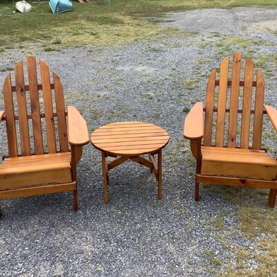 5267 Set of Two Folding Adirondack Chairs and Table
