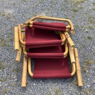 5268 Set of 4 Vintage Bamboo Folding Chairs