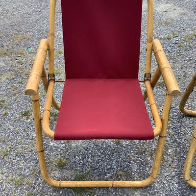5268 Set of 4 Vintage Bamboo Folding Chairs