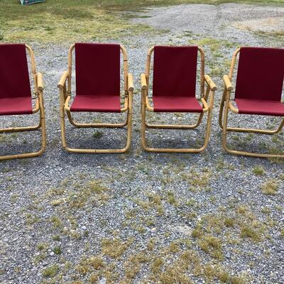 5268 Set of 4 Vintage Bamboo Folding Chairs