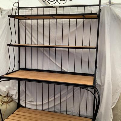 5273 Large Wooden & Metal Bakers Rack
