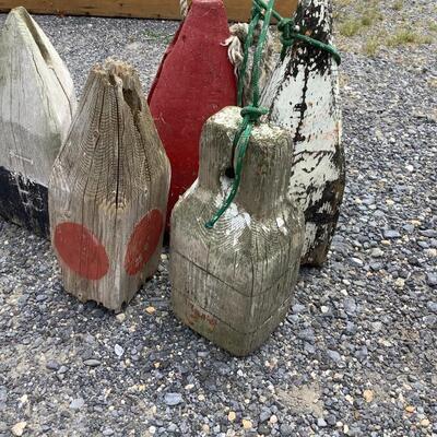 5276 Set of Four Vintage Wooden Buoys