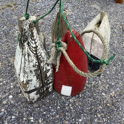 5276 Set of Four Vintage Wooden Buoys