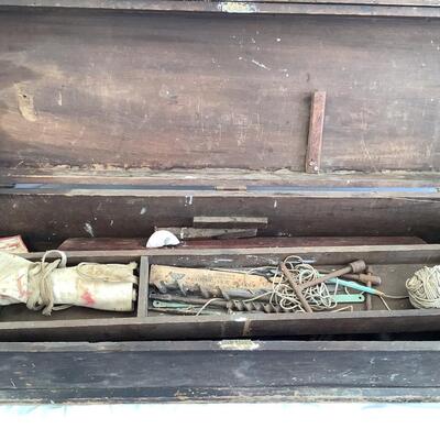 5279 Antique Wooden Tool Chest With Tools