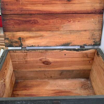 5280 Vintage Green Painted Wooden Tool Chest