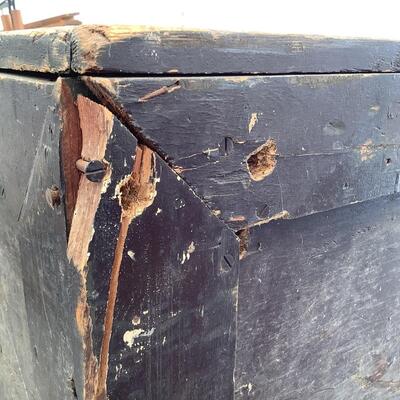 5281 Large Wooden Brown Painted Storage Box