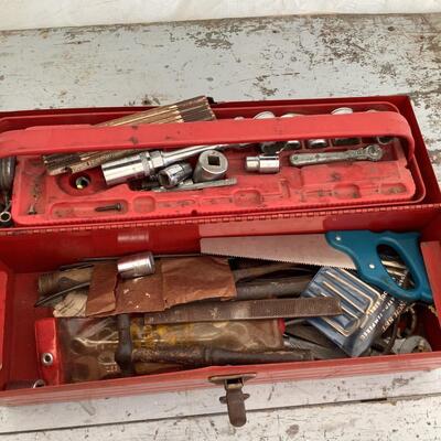 5291 Vintage Metal FLEET Tool box with Tools
