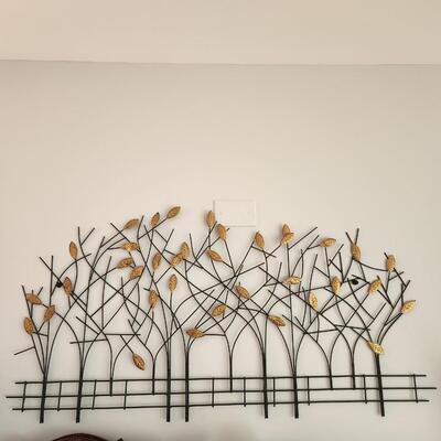 Metal Wall Art Gold and Black Trees Fence 47