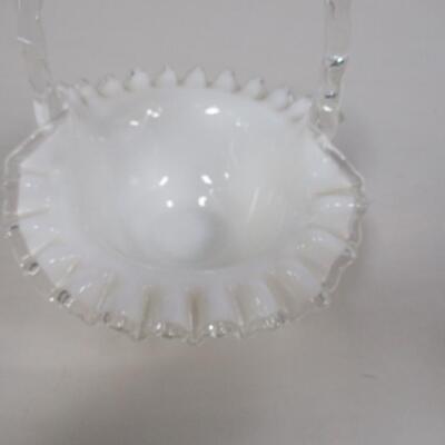 Fenton Art Glass White Basket