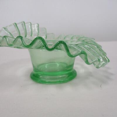 Ruffled Uranium Glass Vase
