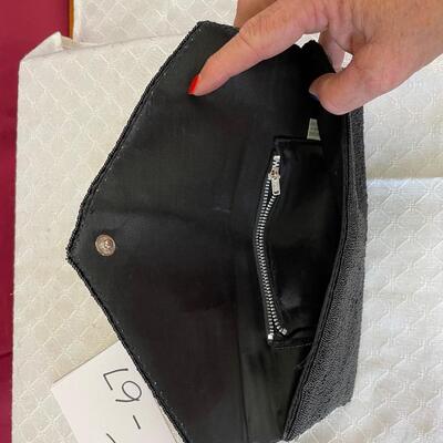 Black beaded clutch