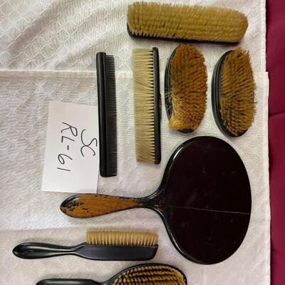 Antique bathroom brush set