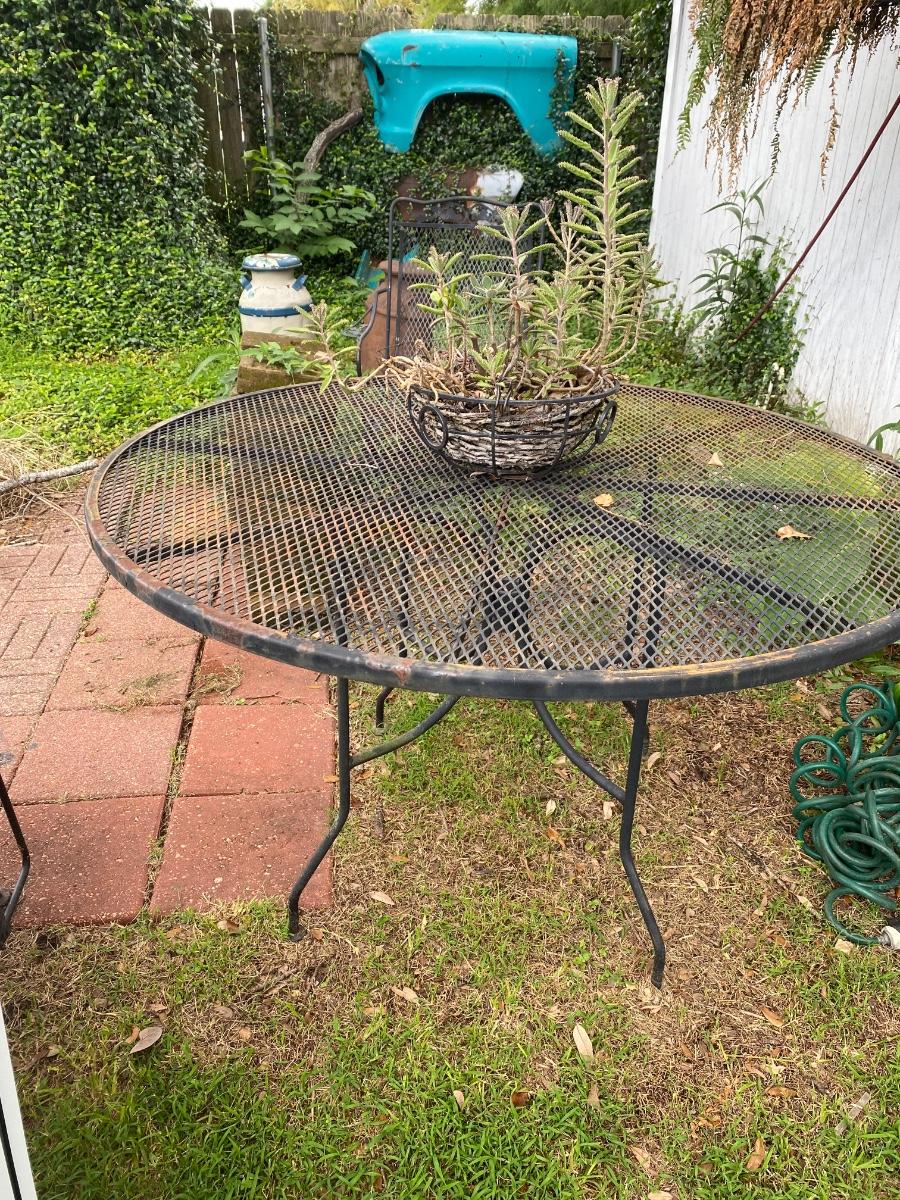 Vintage wrought iron patio table