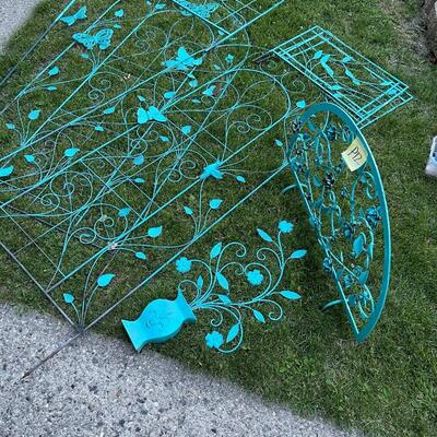 P12-Turquoise metal wall art and fencing