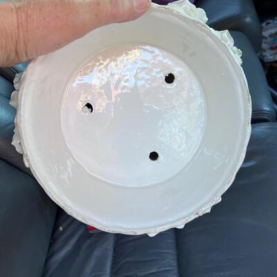 Glass porcelain floral trinket bowl