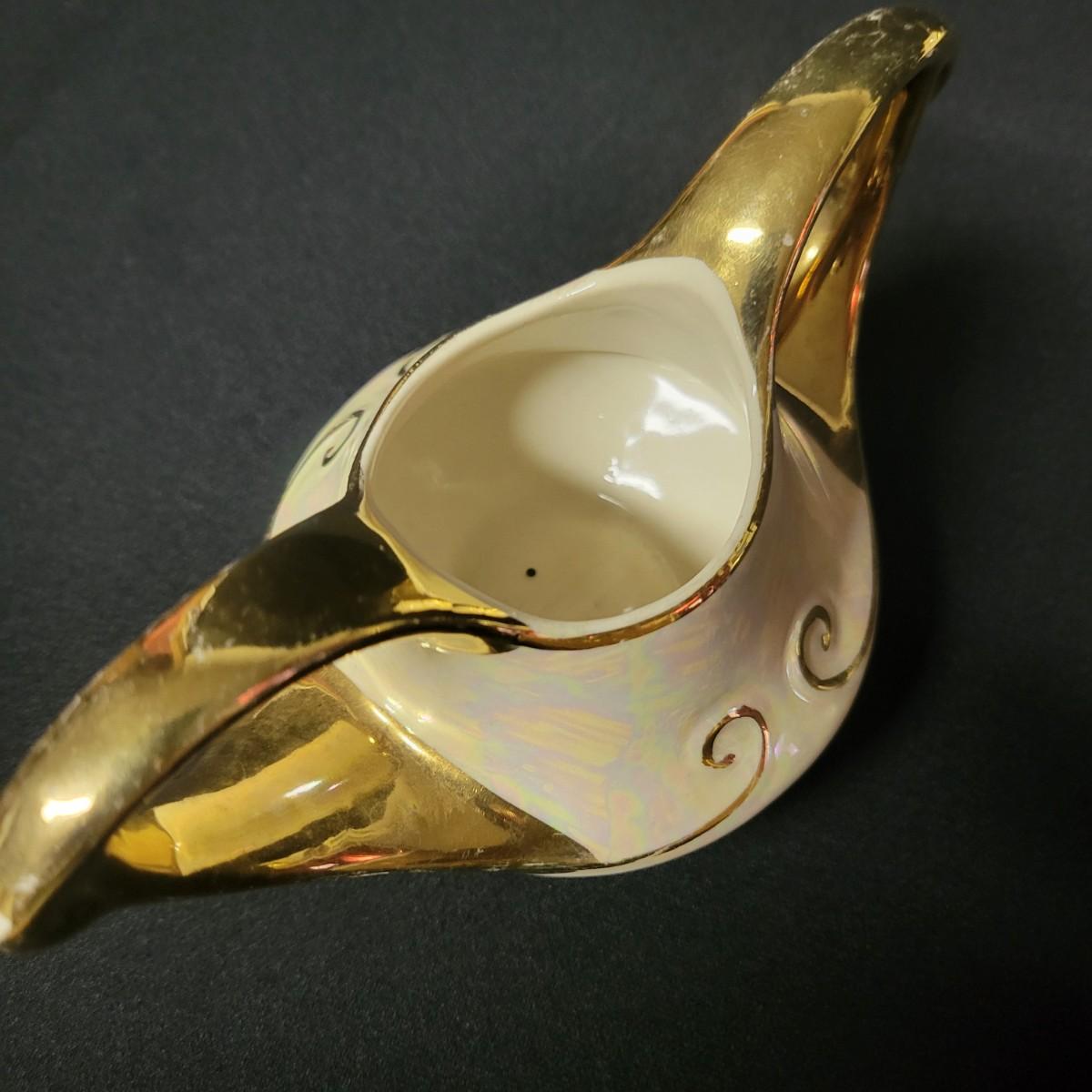 Three Piece Ceramic Tea Set with Gold Accents (O-DW) | EstateSales.org