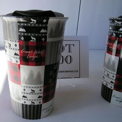 2 Tall Great Wolf Lodge Tumblers With Covers