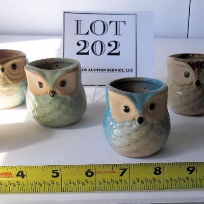 Set of Cute Little Owl Planters or Candle Holders