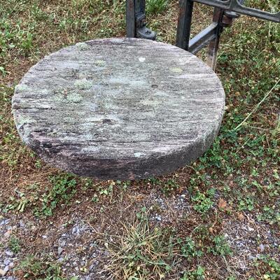 5302 Vintage Industrial Cast Iron Glass Top Swing- Out Seat Picnic Table from Boeing Vertol Plant, PA.