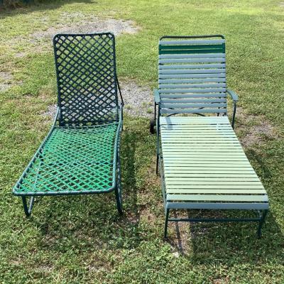 5305 Two Aluminum Lounge Chairs Brown Jordan Open Weave