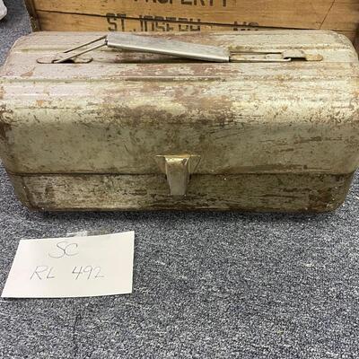Old metal toolbox & contents