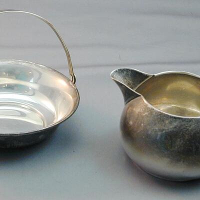 Sterling creamer with handled tray -