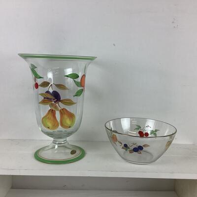5324 Royal Worcester Evesham Glass Vase and Bowl