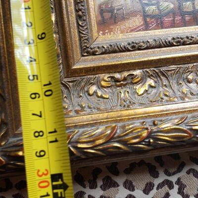 Interior Room, Small ornately framed oil painting