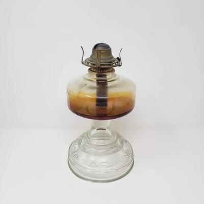 ANTIQUE QUEEN ANNE NO. 2 CLEAR GLASS OIL LAMP