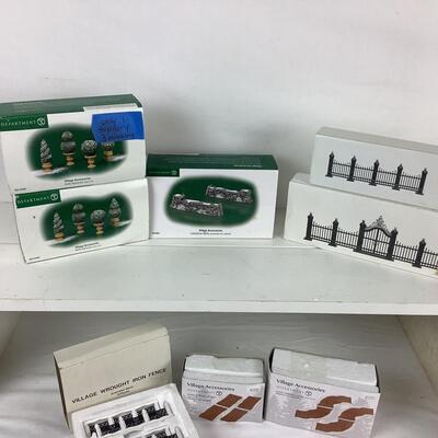 5339 Eight Sets of Charles Dickens Village Accessories Fencing, Trees, Sidewalks
