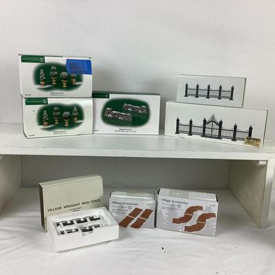 5339 Eight Sets of Charles Dickens Village Accessories Fencing, Trees, Sidewalks