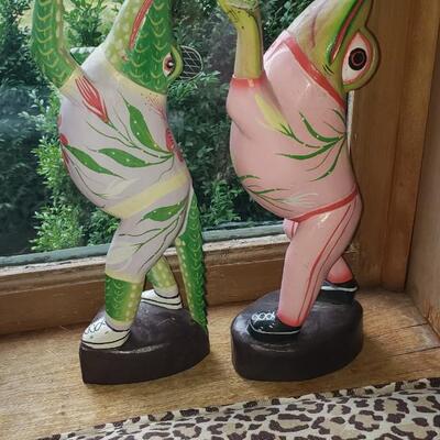 Wood figures  frog? Lizard?