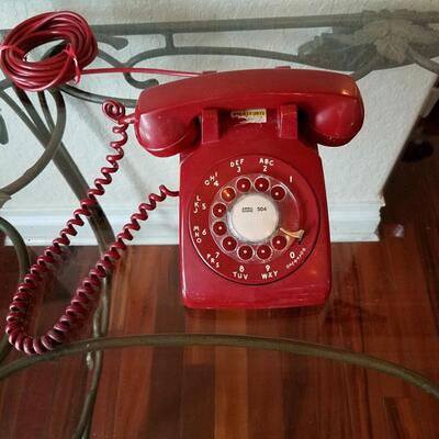 Vintage red rotary phone