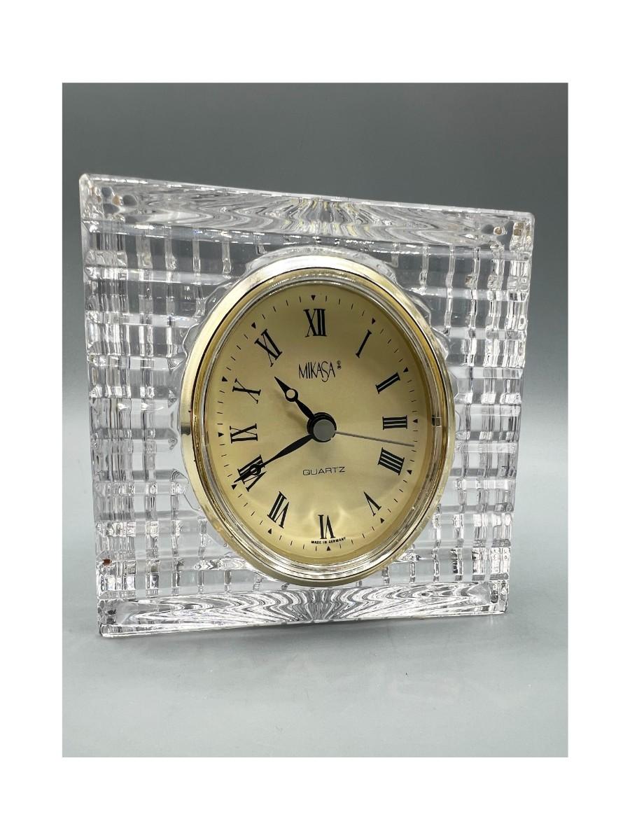 Retro Mikasa Sutton Place Crystal Glass Oval Face Analog Clock ...