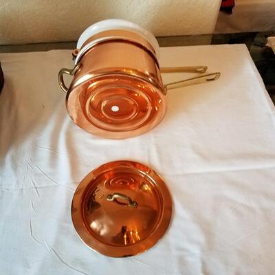 2 quart solid copper double boiler with ceramic insert