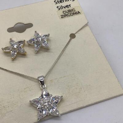 Sterling Silver And Cubic Zirconia Set . New on card