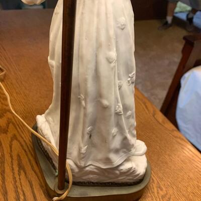 Antique Parian Girl Figurine Lamp