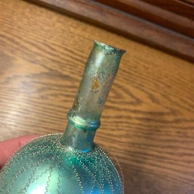 Vintage 12â€ Blown Glass Metal Wire Christmas Tree Topper