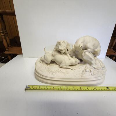 Vintage Parian Dogs Hunting Chasing Prey Figurine