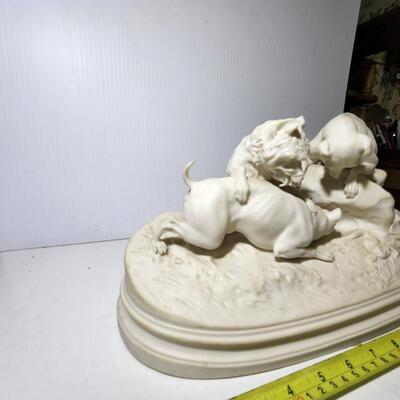 Vintage Parian Dogs Hunting Chasing Prey Figurine