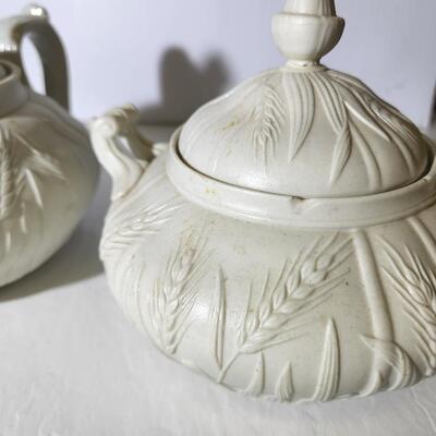 Antique White Parian Tea Set In Wheat Pattern