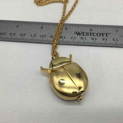 Netec LadyBug Pendant Watch and Chain. New Battery Tested