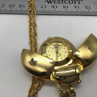 Netec LadyBug Pendant Watch and Chain. New Battery Tested