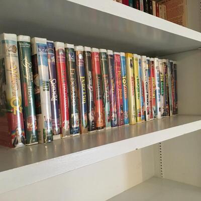 Collection of classic VHS tapes.