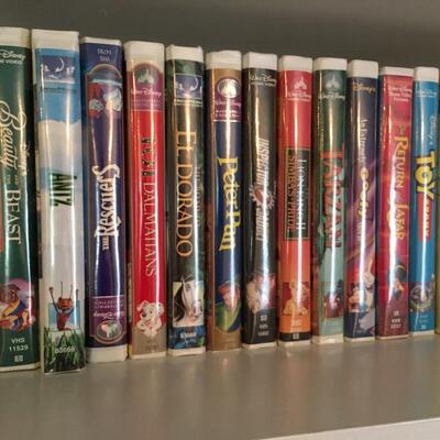 Collection of classic VHS tapes.