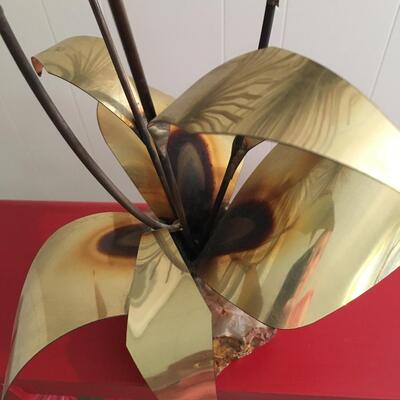 MCM style brass metal pom [om sea urchin and quartz Jere Era