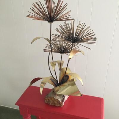 MCM style brass metal pom [om sea urchin and quartz Jere Era
