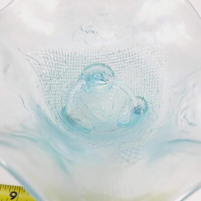 ICE BLUE CARNIVAL GLASS 3-FOOTED RUFFLED BOWL